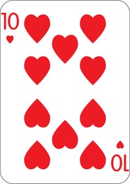 10 of hearts. One playing card, illustration