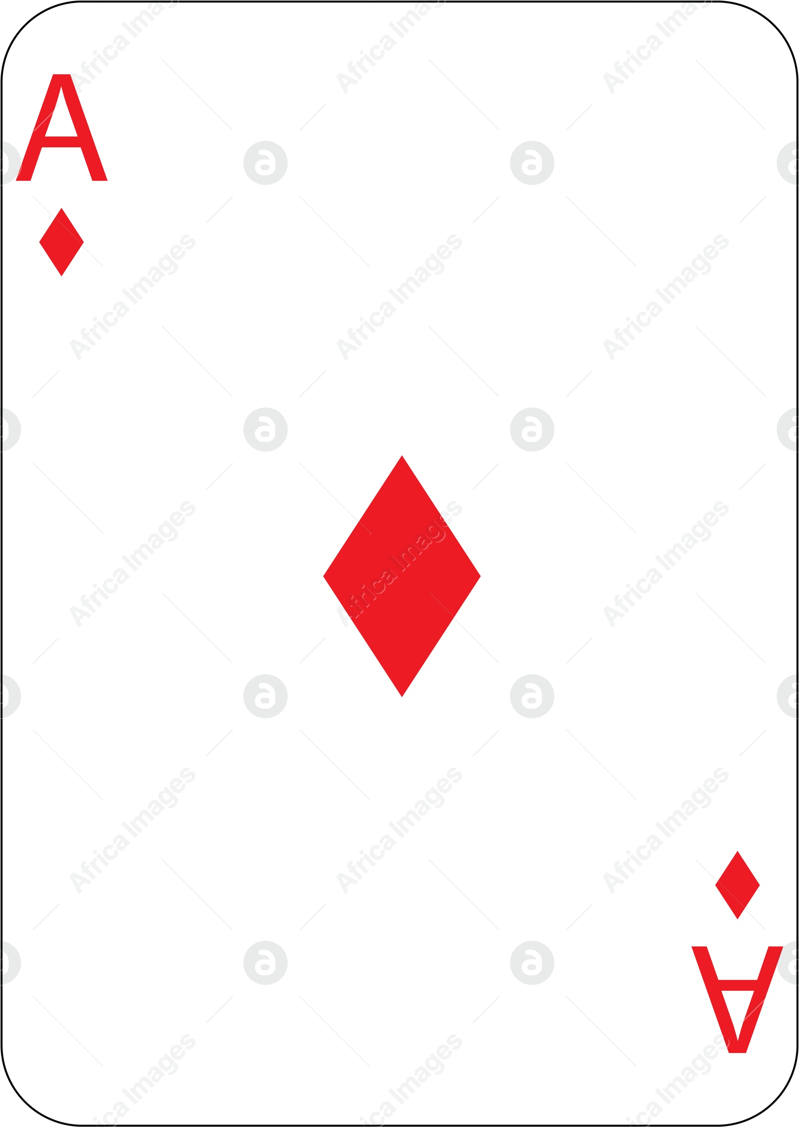 Image of Ace of diamonds. One playing card, illustration