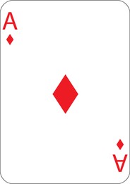 Image of Ace of diamonds. One playing card, illustration