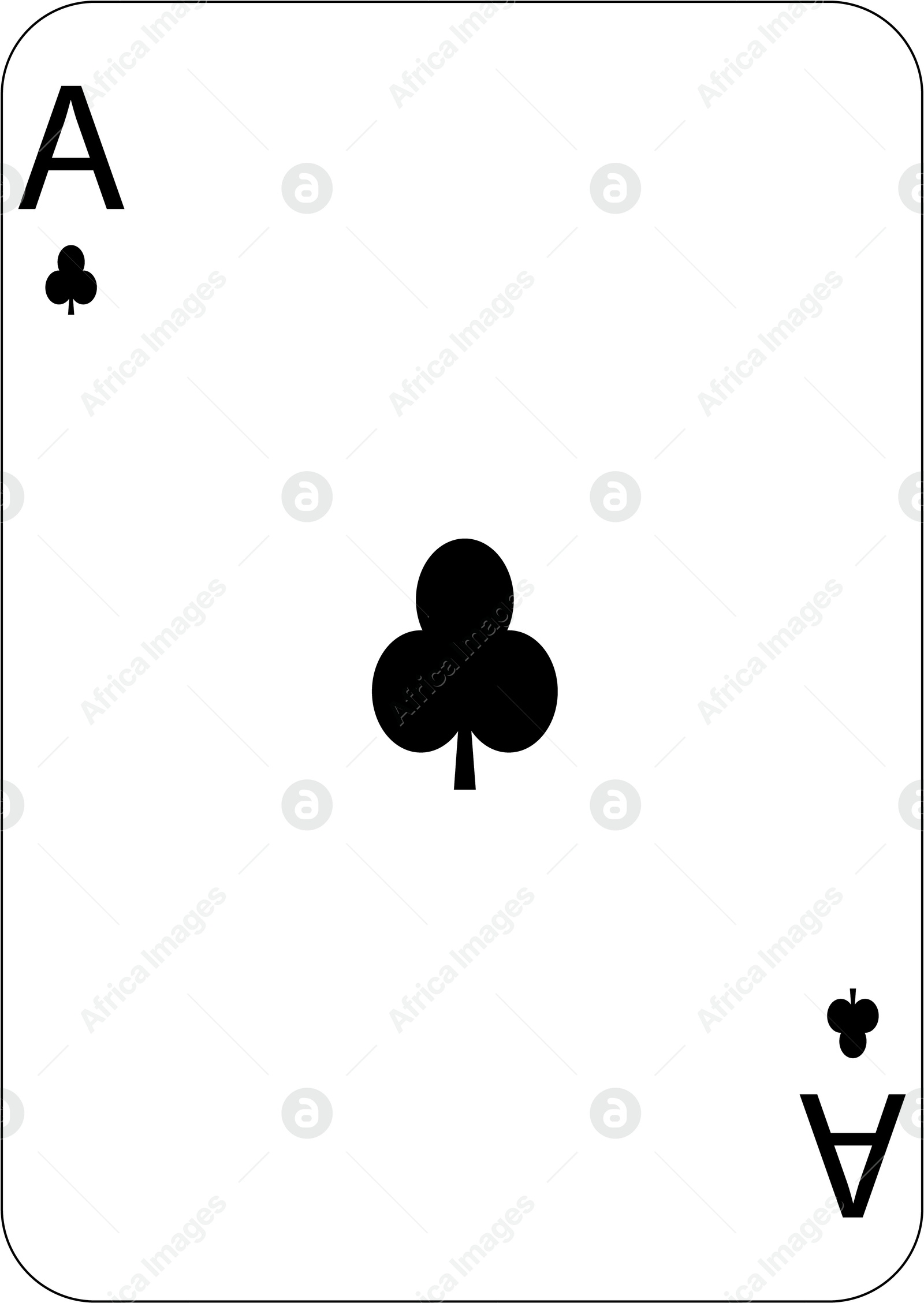 Image of Ace of clubs. One playing card, illustration