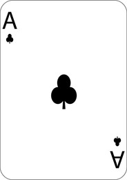 Image of Ace of clubs. One playing card, illustration