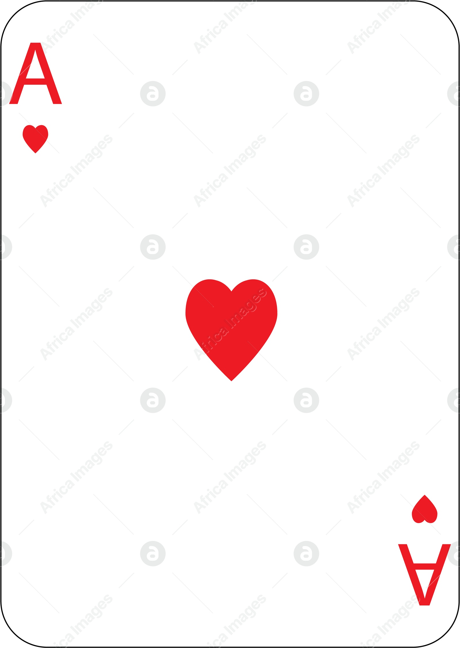 Image of Ace of hearts. One playing card, illustration