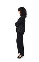 Photo of Woman in black suit isolated on white