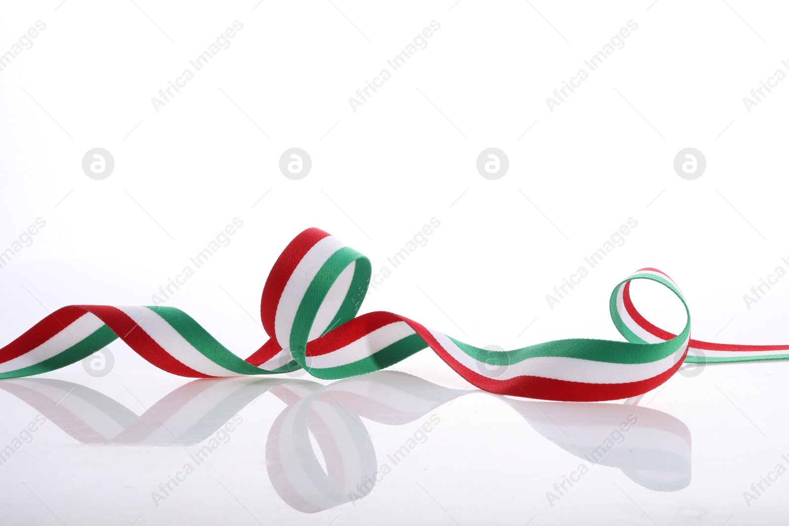 Photo of Ribbon in colors of Hungarian flag isolated on white