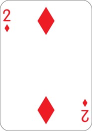 2 of diamonds. One playing card, illustration