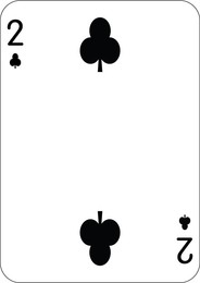 Image of 2 of clubs. One playing card, illustration