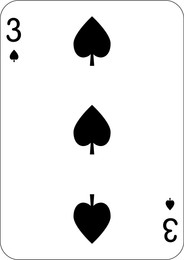 Image of 3 of spades. One playing card, illustration