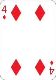 Image of 4 of diamonds. One playing card, illustration