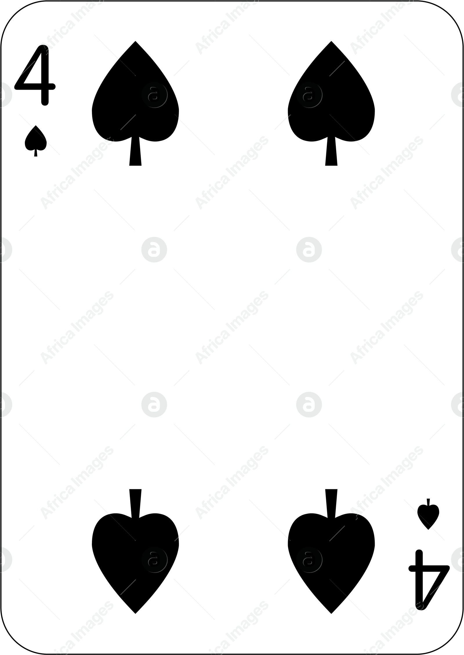 Image of 4 of spades. One playing card, illustration