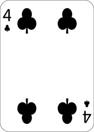 4 of clubs. One playing card, illustration