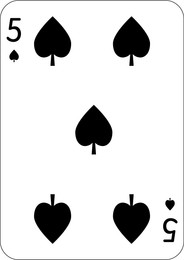 Image of 5 of spades. One playing card, illustration