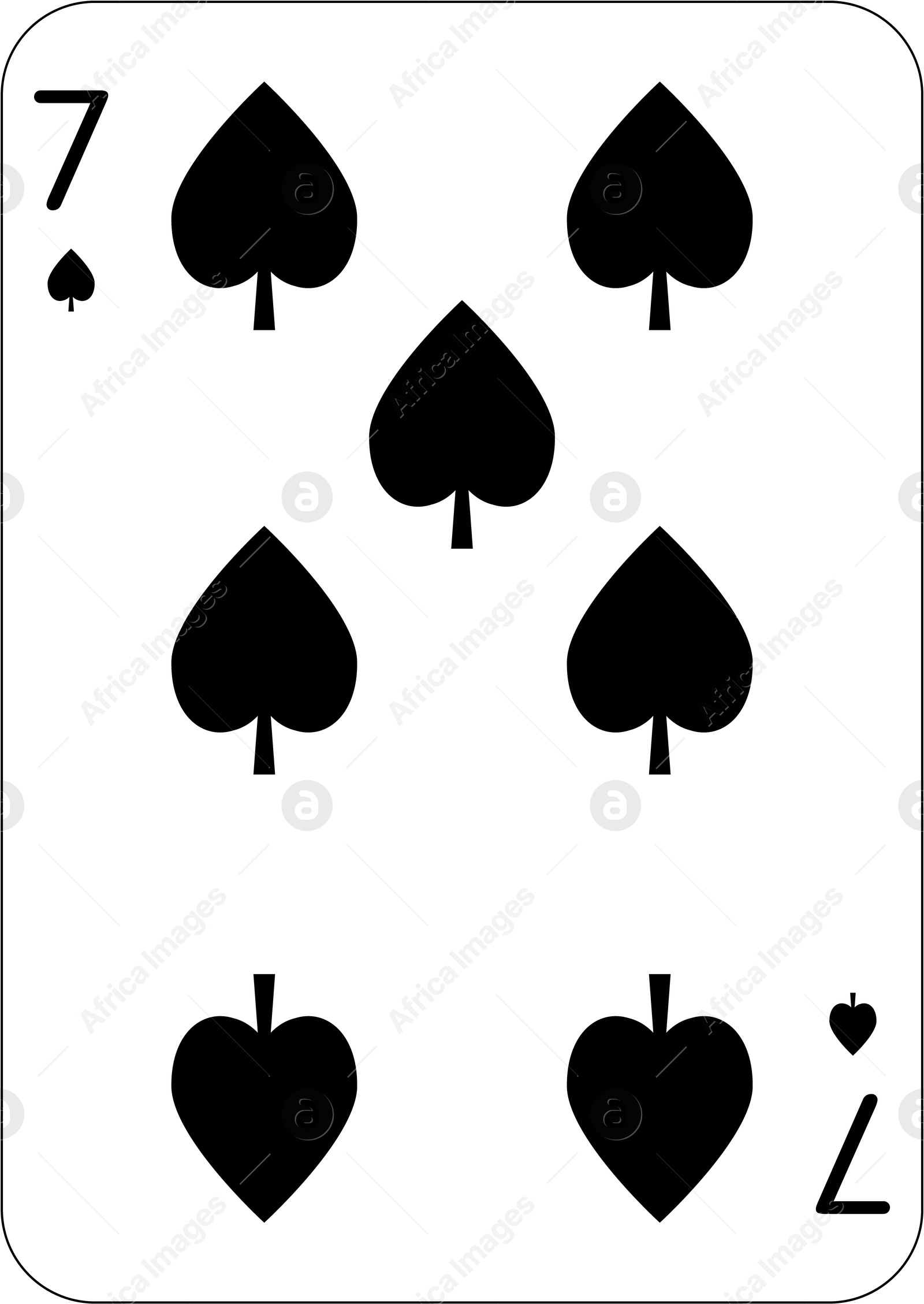 Image of 7 of spades. One playing card, illustration