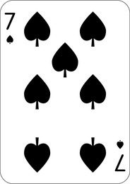 Image of 7 of spades. One playing card, illustration