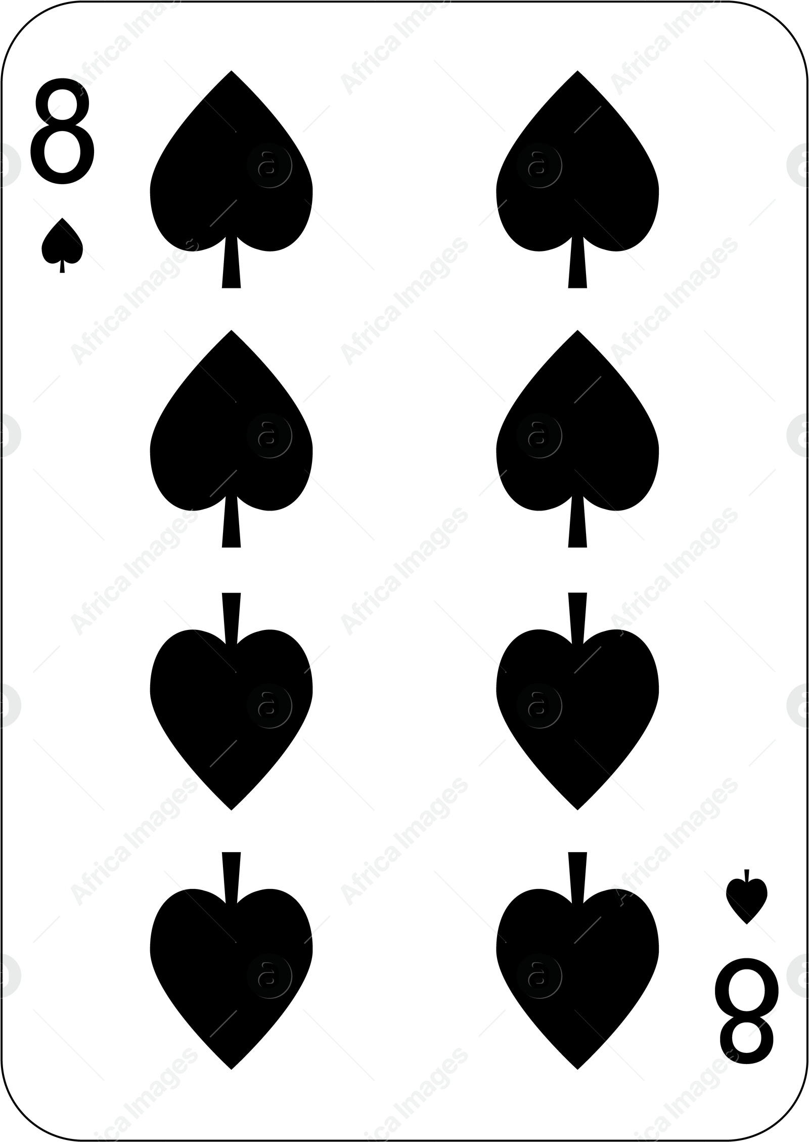 Image of 8 of spades. One playing card, illustration