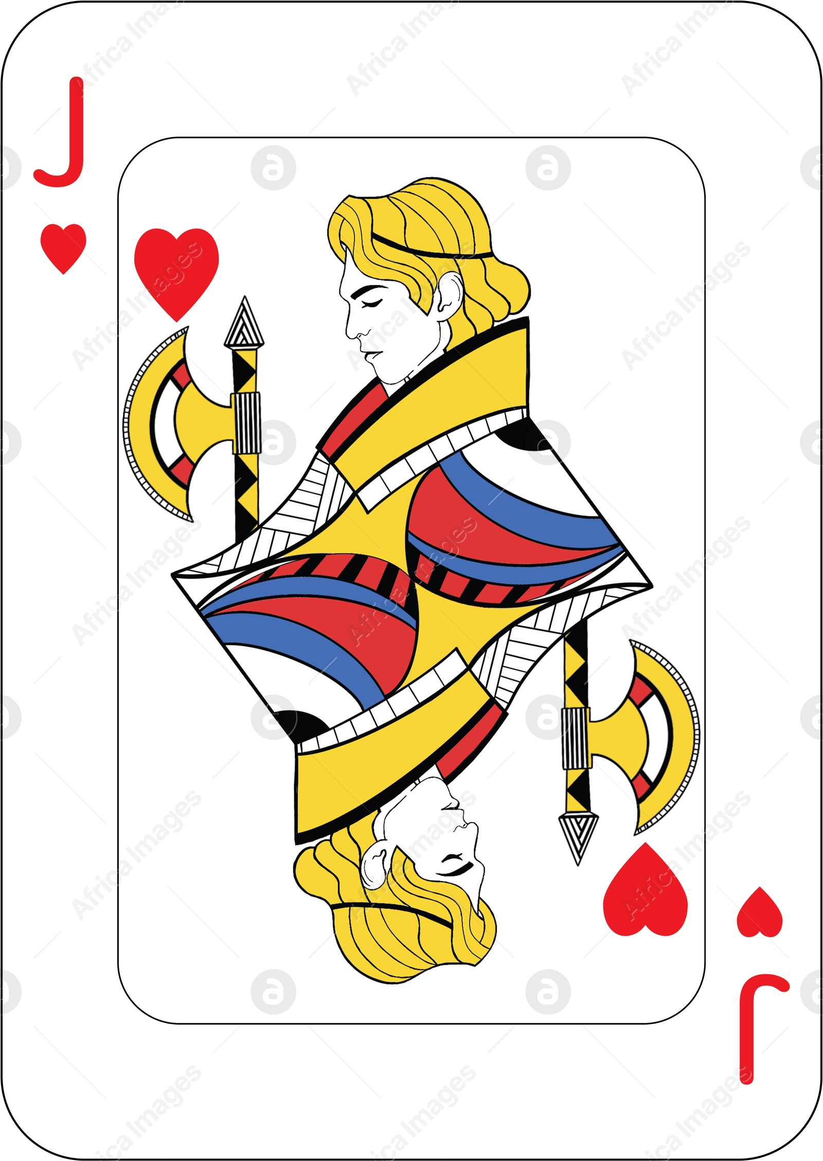 Image of Jack of hearts. One playing card, illustration