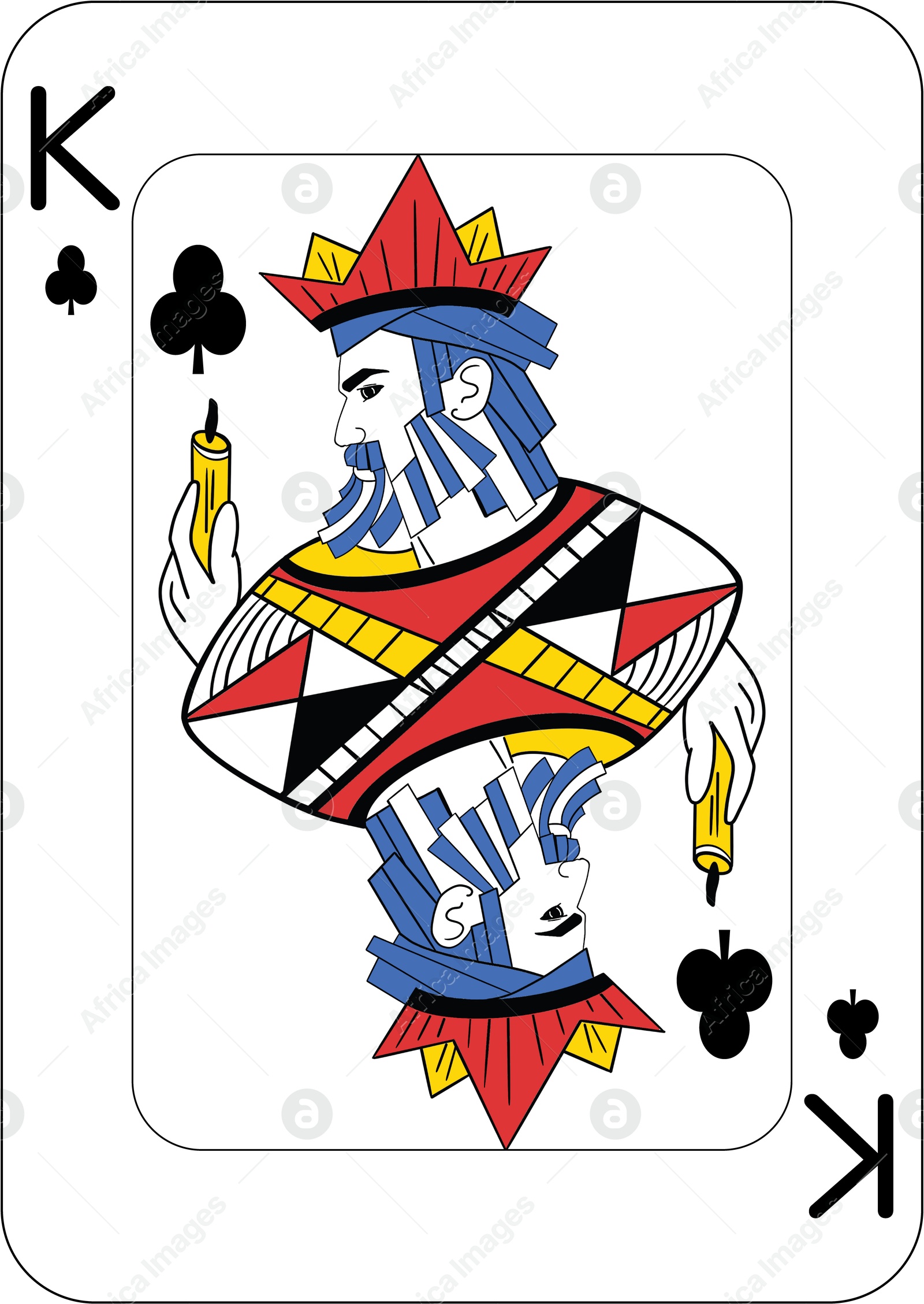 Image of King of clubs. One playing card, illustration