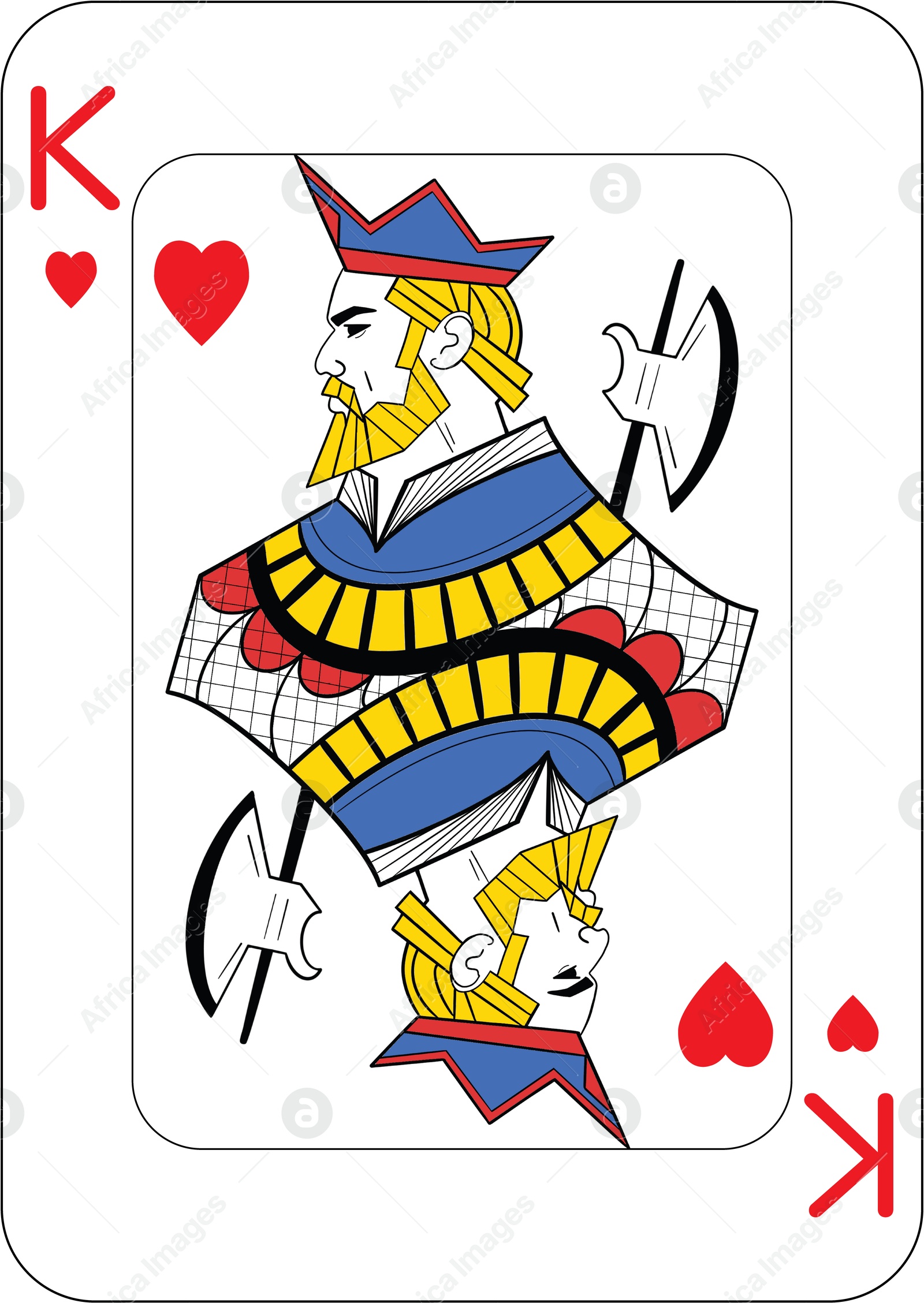 Image of King of hearts. One playing card, illustration