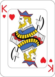 King of hearts. One playing card, illustration