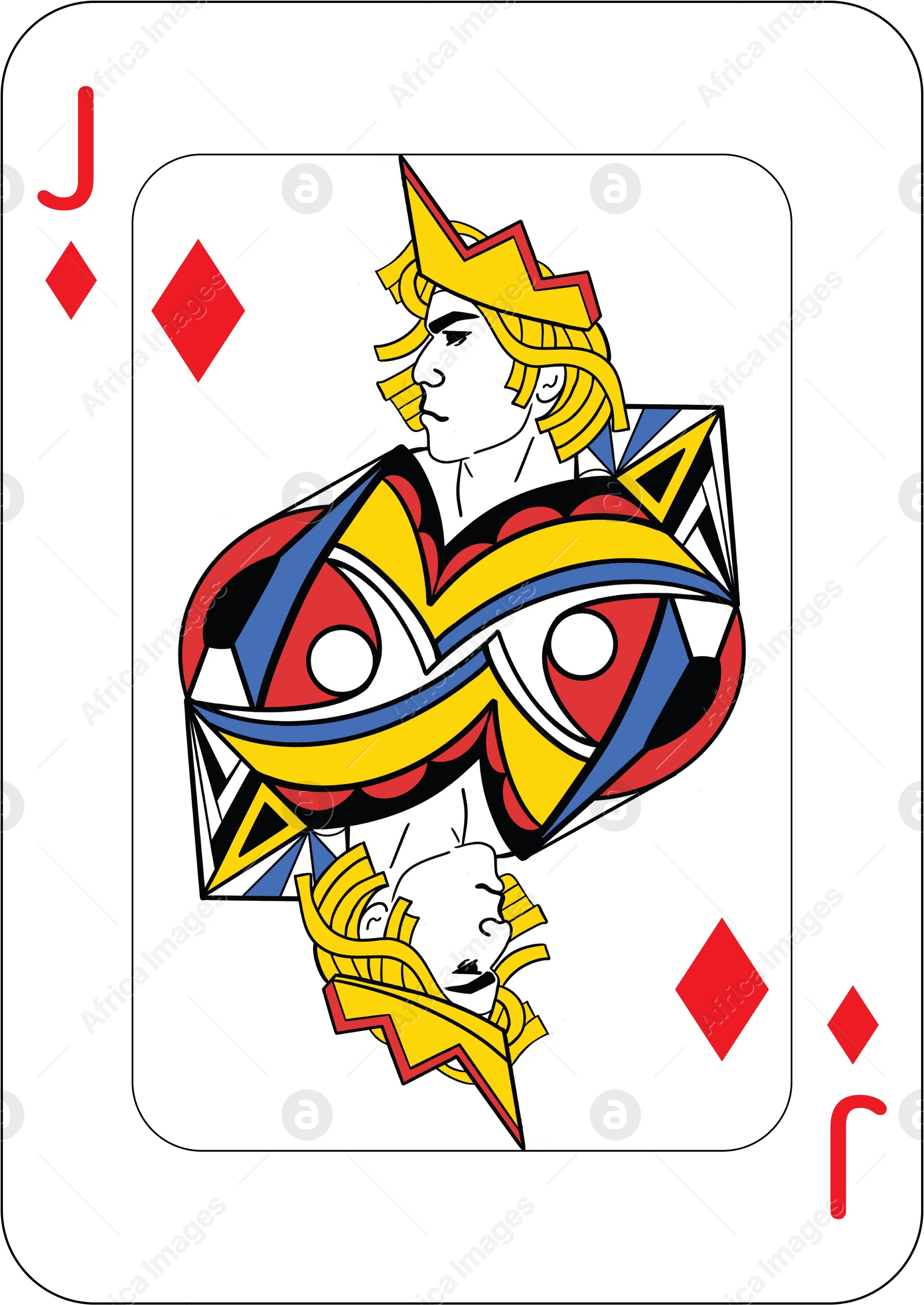 Image of Jack of diamonds. One playing card, illustration