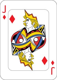 Image of Jack of diamonds. One playing card, illustration