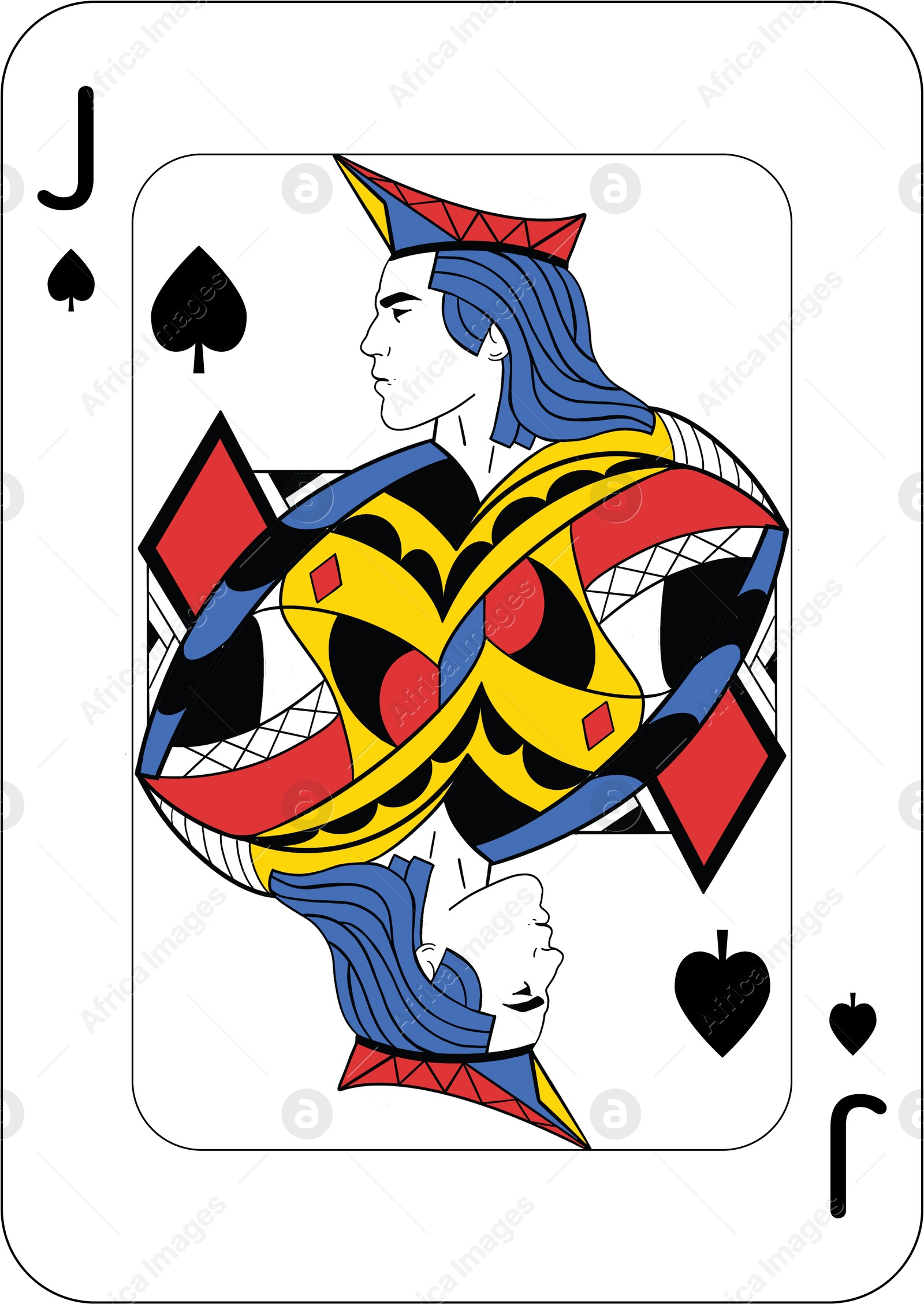 Image of Jack of spades. One playing card, illustration