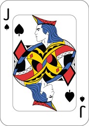 Image of Jack of spades. One playing card, illustration