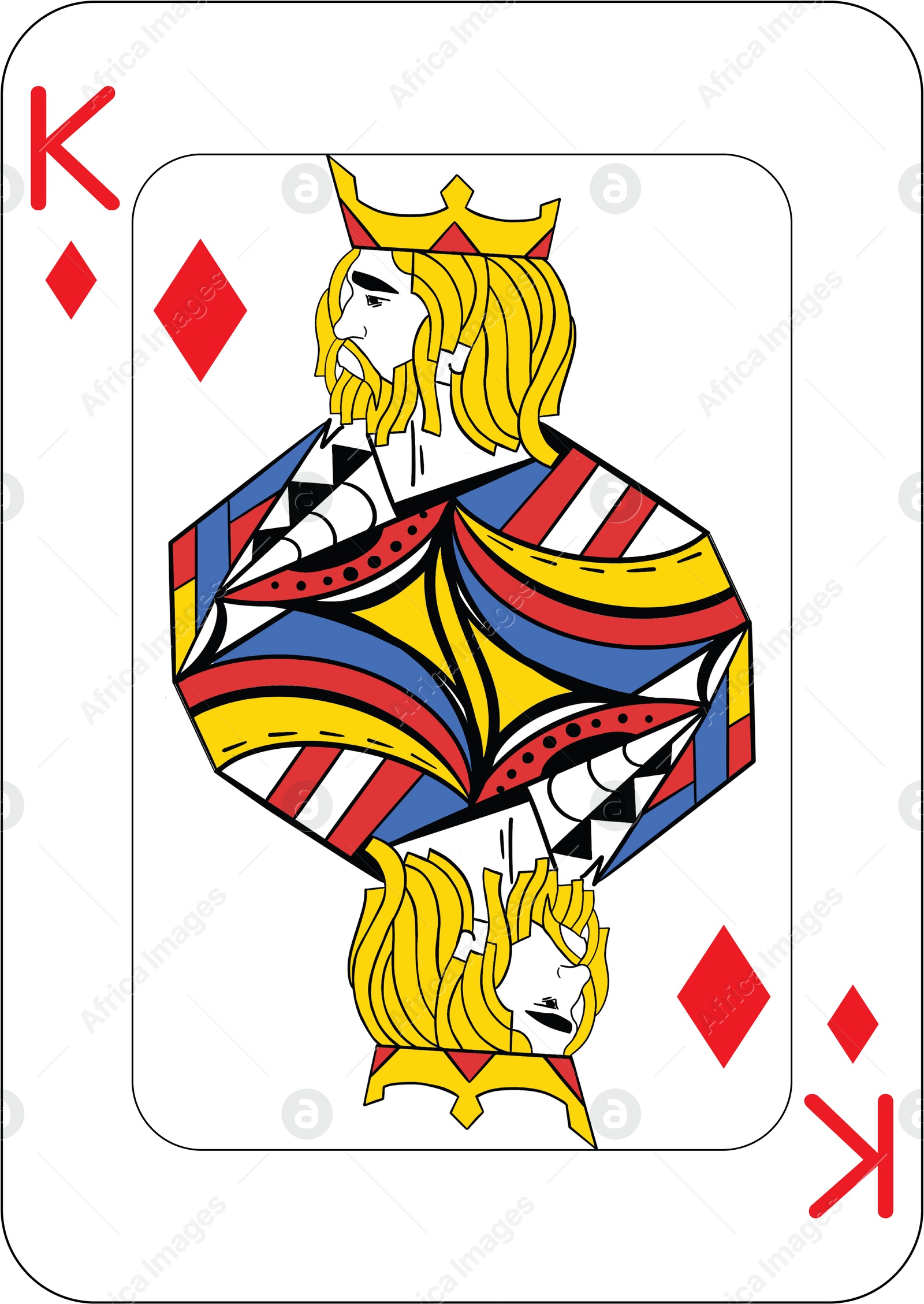 Image of King of diamonds. One playing card, illustration