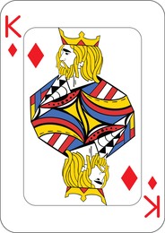 Image of King of diamonds. One playing card, illustration