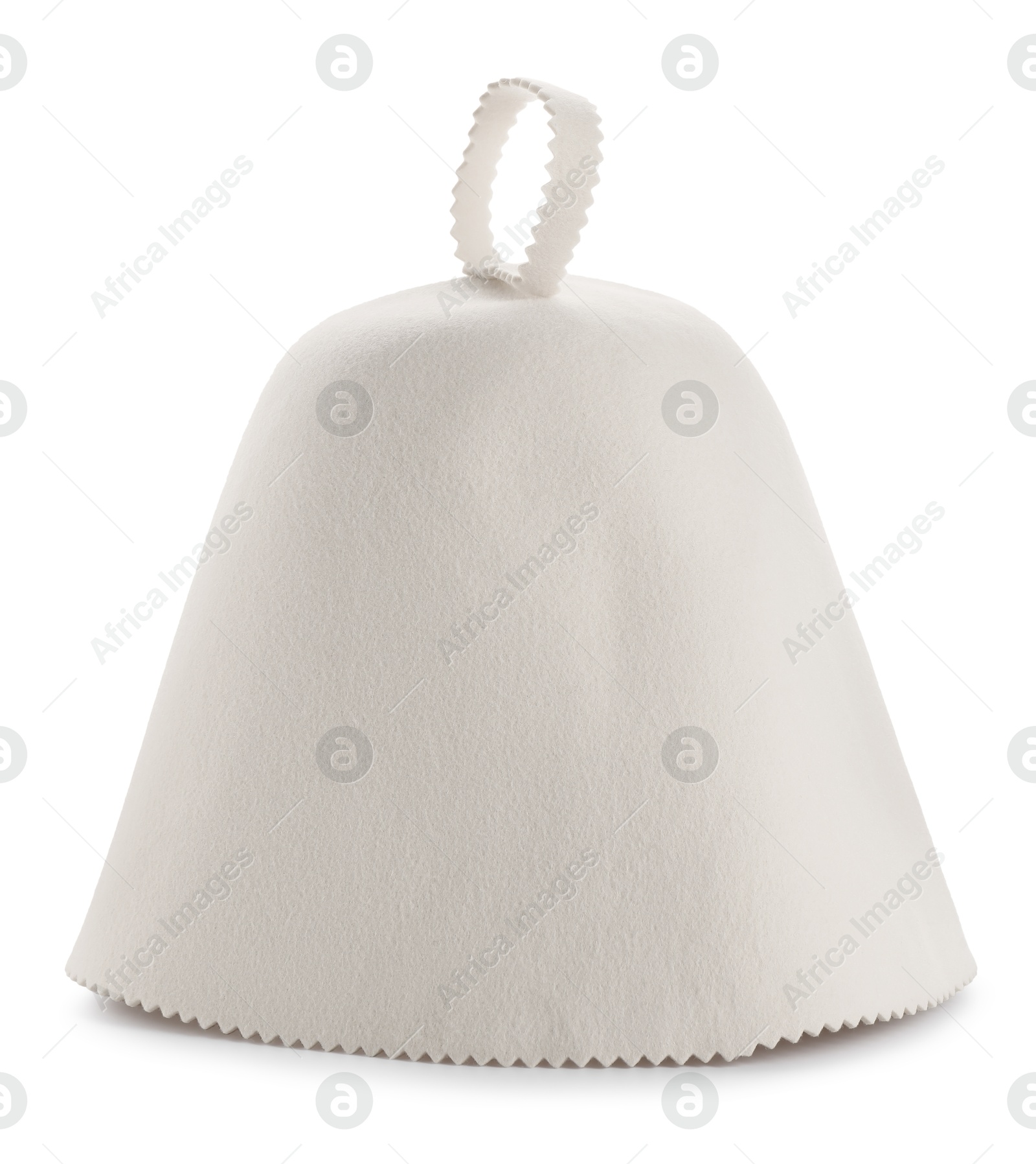 Photo of Felt wool hat isolated on white. Sauna accessory