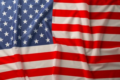 Photo of Flag of USA as background, top view