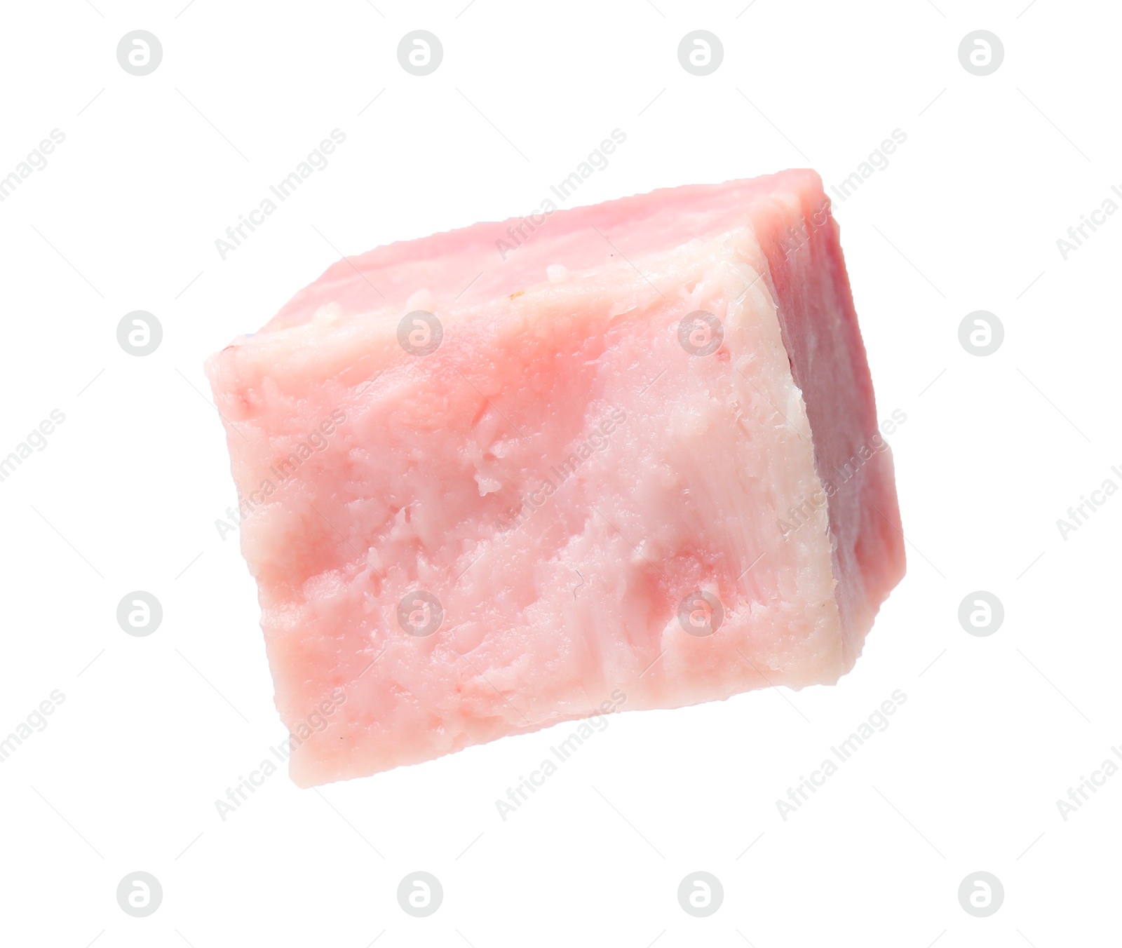 Photo of Cube of raw bacon isolated on white