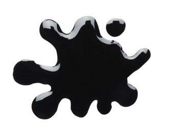 Photo of Blot of black printer ink isolated on white, top view