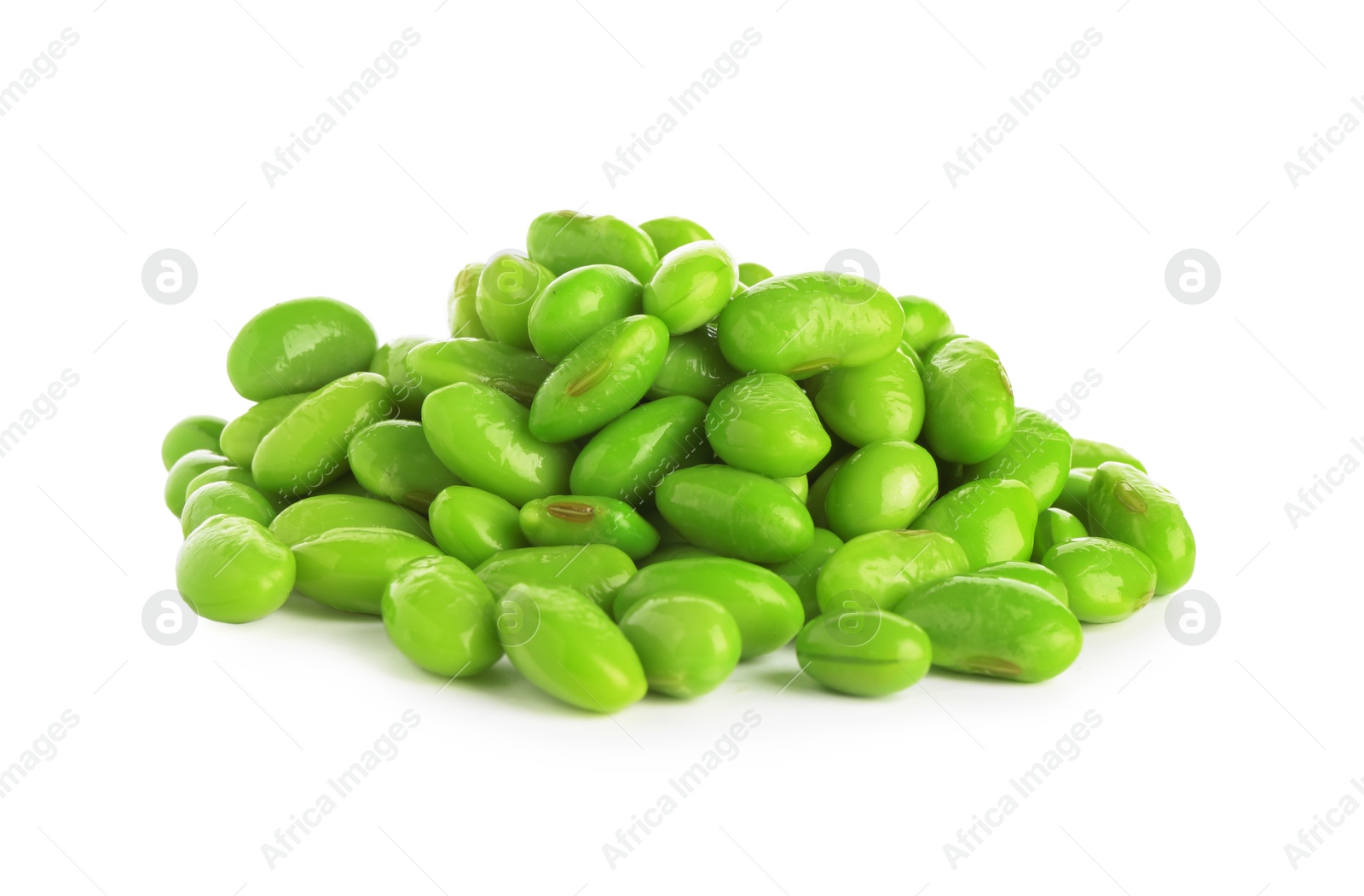 Photo of Raw green edamame soybeans isolated on white