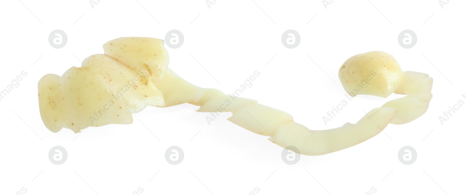 Photo of Potato peel isolated on white. Food waste