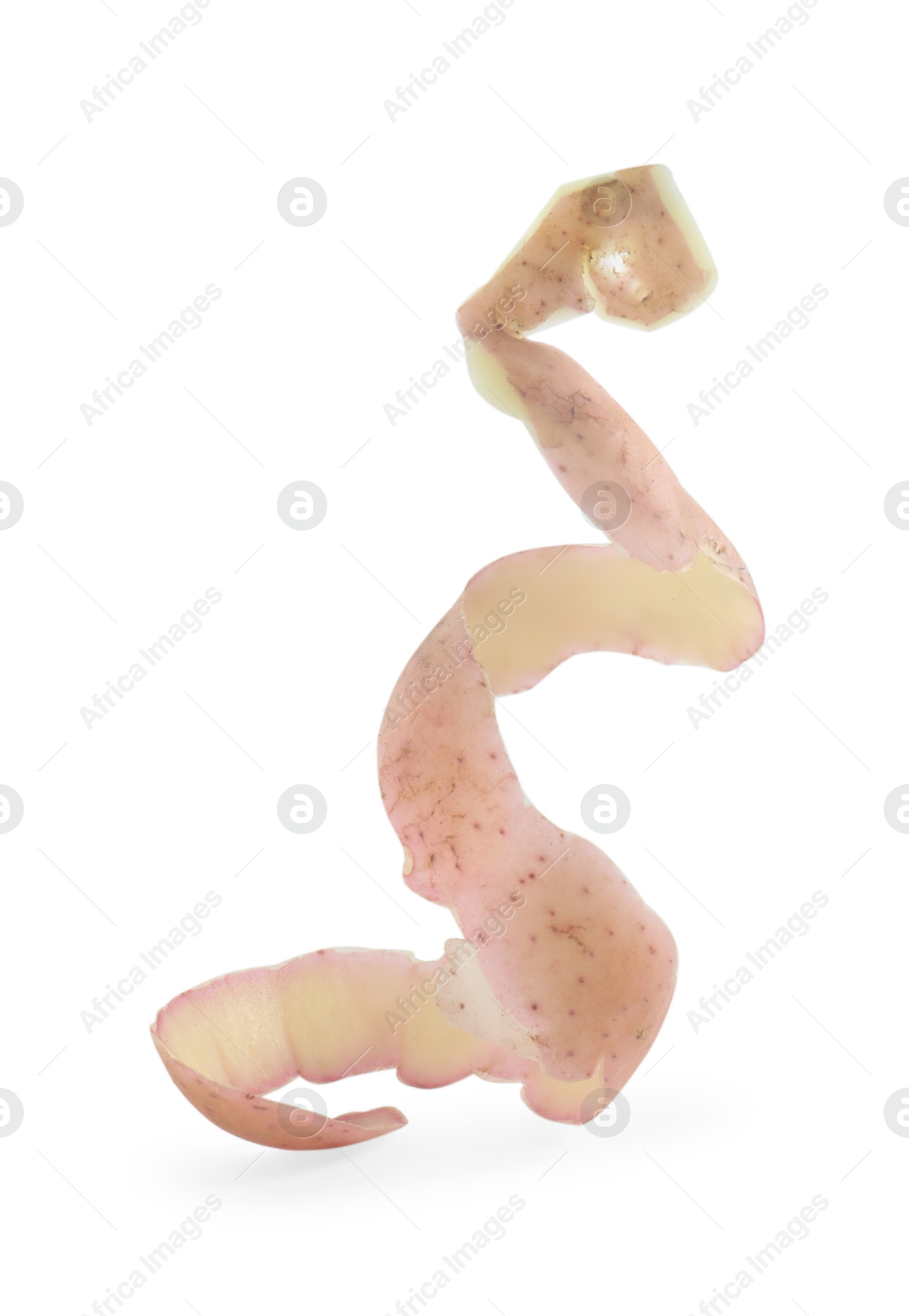 Photo of Potato peel isolated on white. Food waste