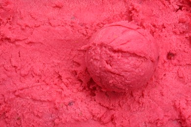 Tasty berry sorbet as background, closeup. Space for text