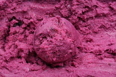 Photo of Tasty berry sorbet as background, closeup view