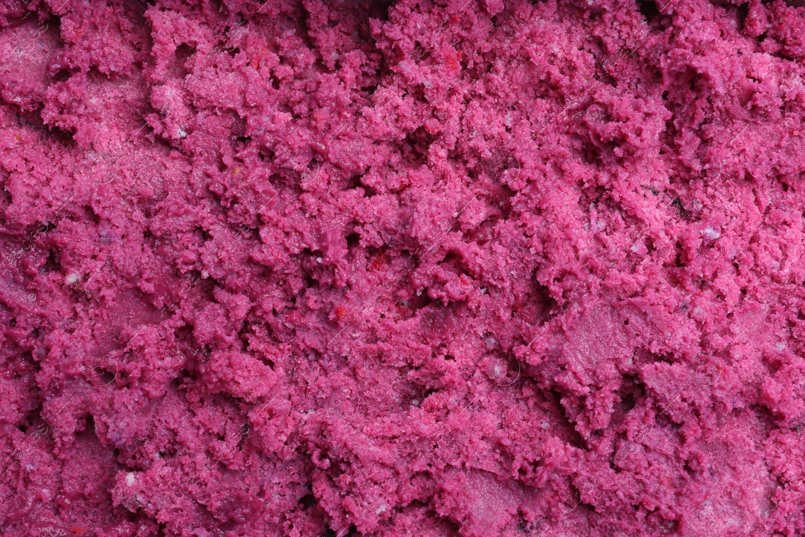 Photo of Texture of tasty berry sorbet as background, top view