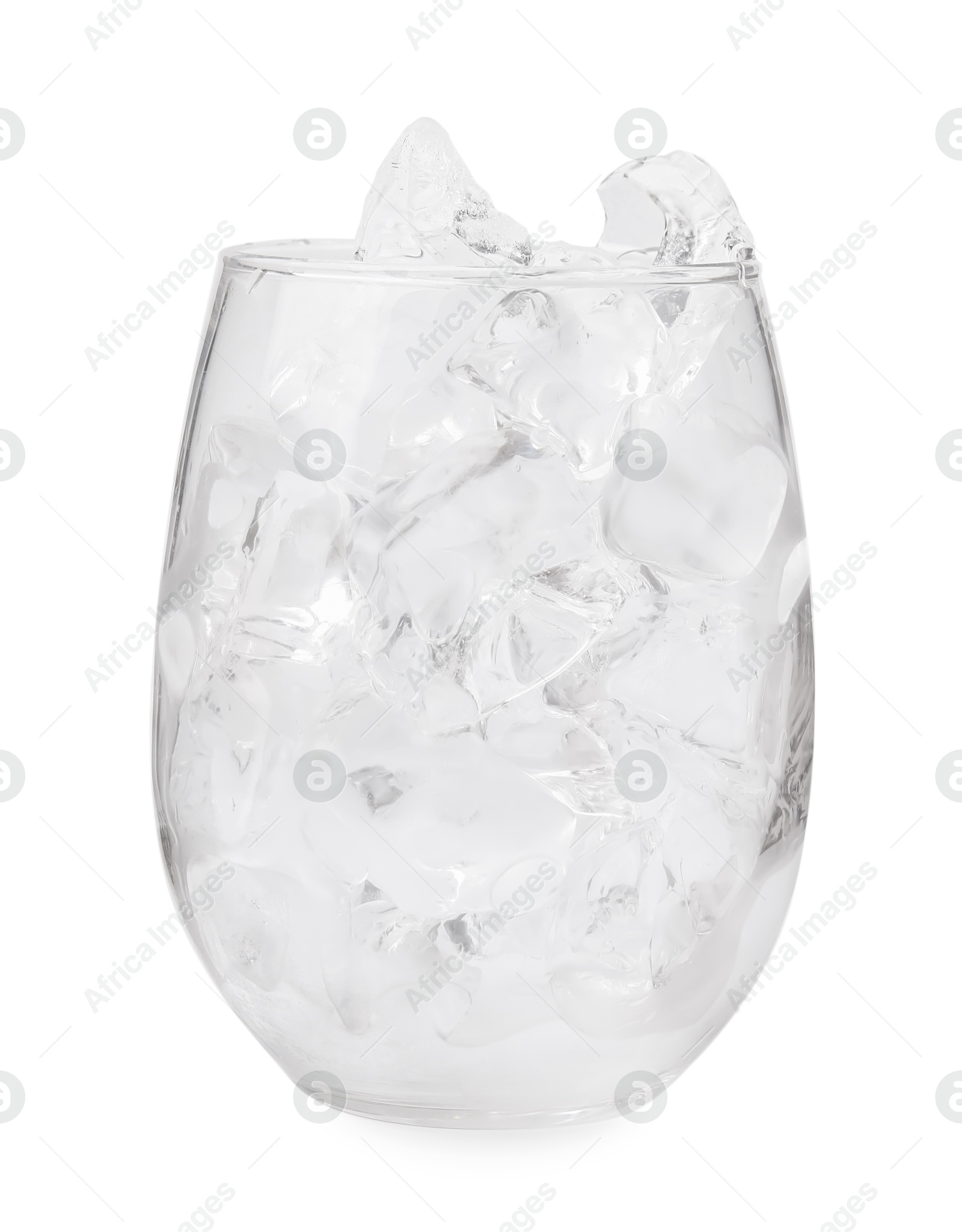 Photo of Refreshing water with ice cubes in glass isolated on white