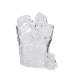 Photo of Refreshing water with ice cubes in glass isolated on white