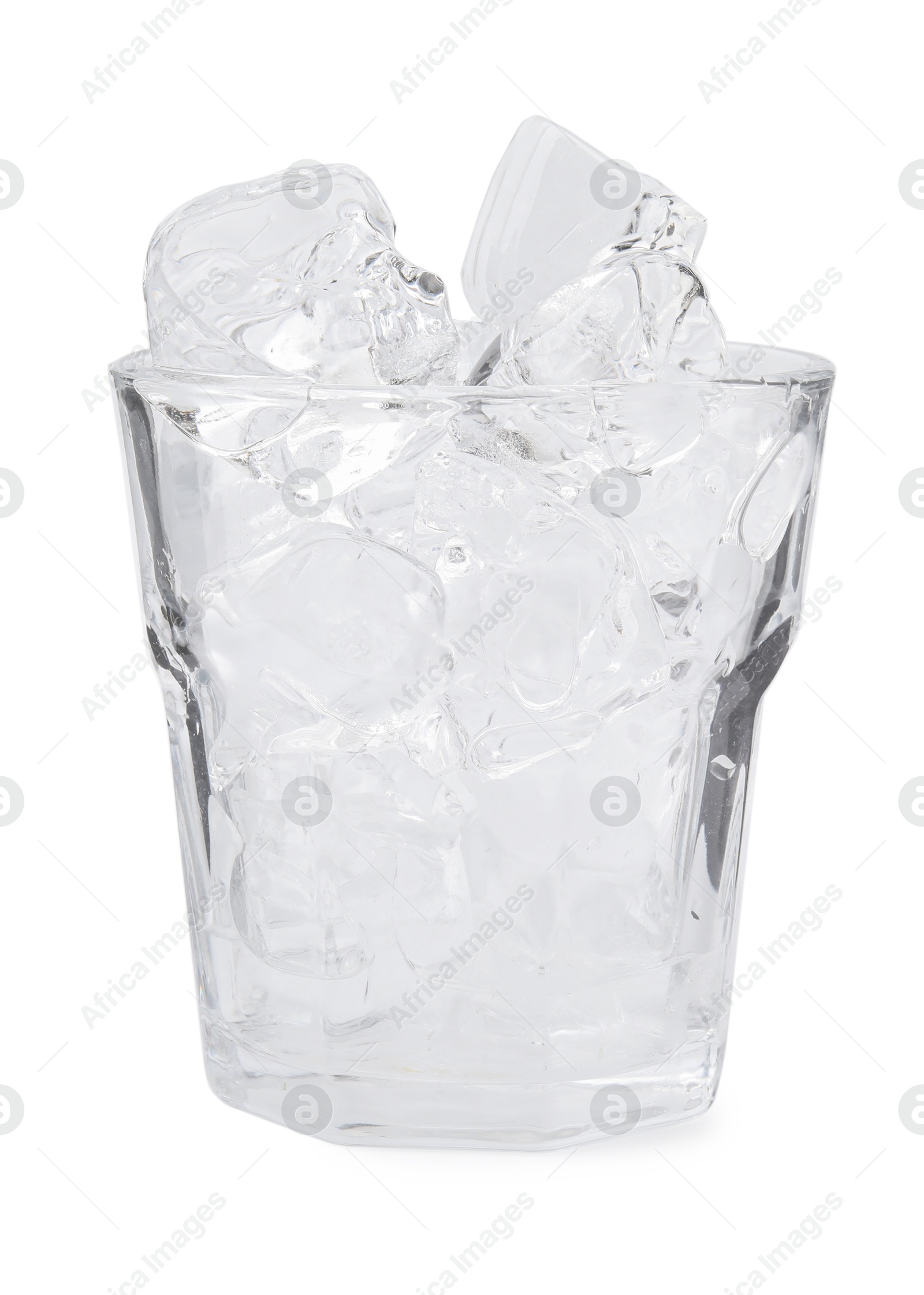 Photo of Refreshing water with ice cubes in glass isolated on white