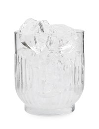 Photo of Refreshing water with ice cubes in glass isolated on white