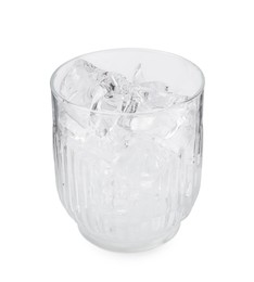 Photo of Refreshing water with ice cubes in glass isolated on white