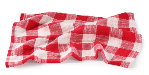 Photo of Red checkered picnic tablecloth isolated on white