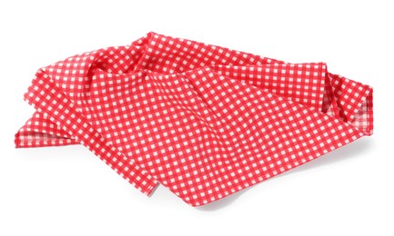 Red checkered picnic tablecloth isolated on white