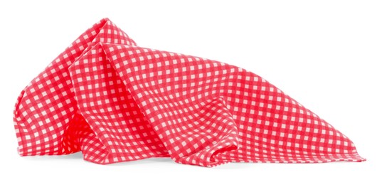 Photo of Red checkered picnic tablecloth isolated on white