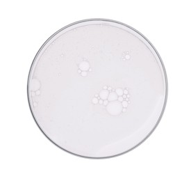 Petri dish with sample isolated on white