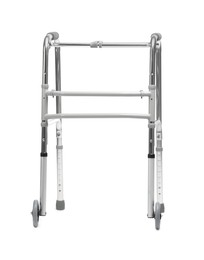 Photo of One metal walking frame isolated on white