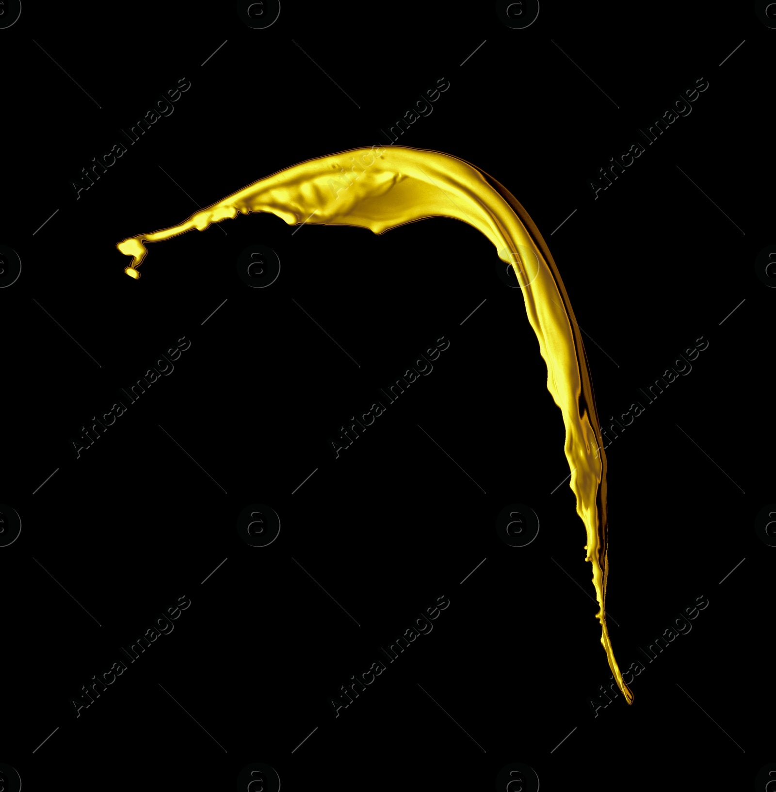 Image of Splash of gold fluid on black background