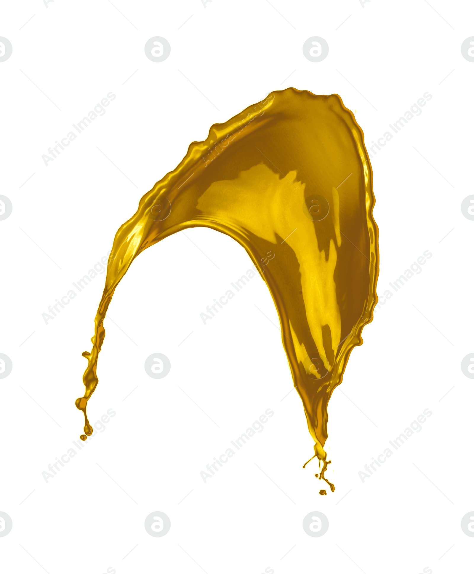 Image of Splash of gold fluid on white background